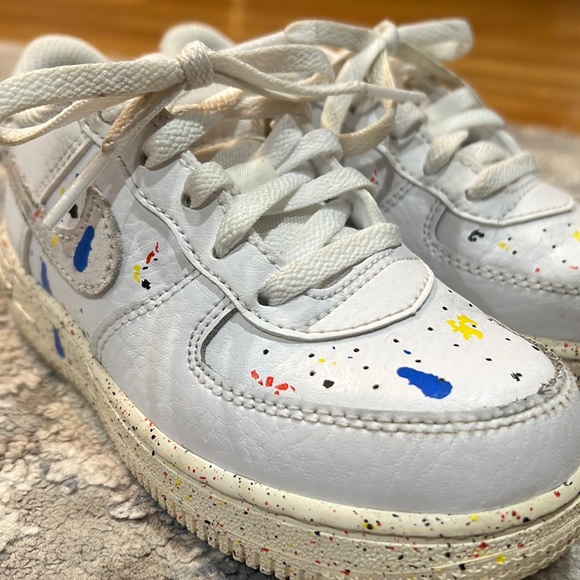 AIR FORCE 1 LV8 3 GS “Paint Splatter - White" Toddler Size 10 - Picture 1 of 5